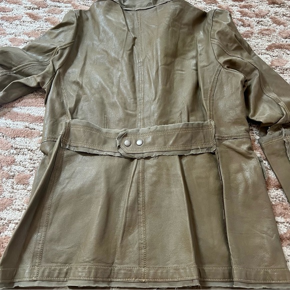 Jakett Meryl Washed Leather Utility Jacket Sage Green Size L - Picture 10 of 10